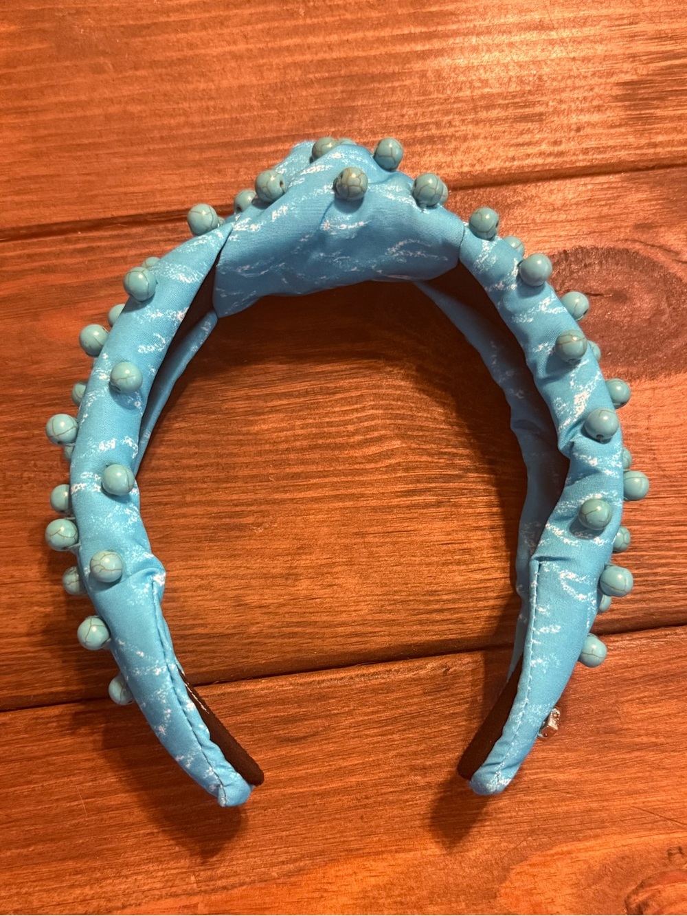 Brianna Cannon Knotted Wide Turquoise Beaded Headband